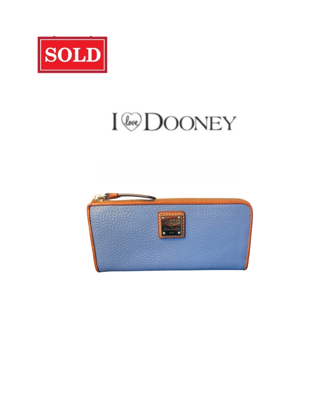 Dooney & Bourke Blue Pebble Grain Zip Wallet